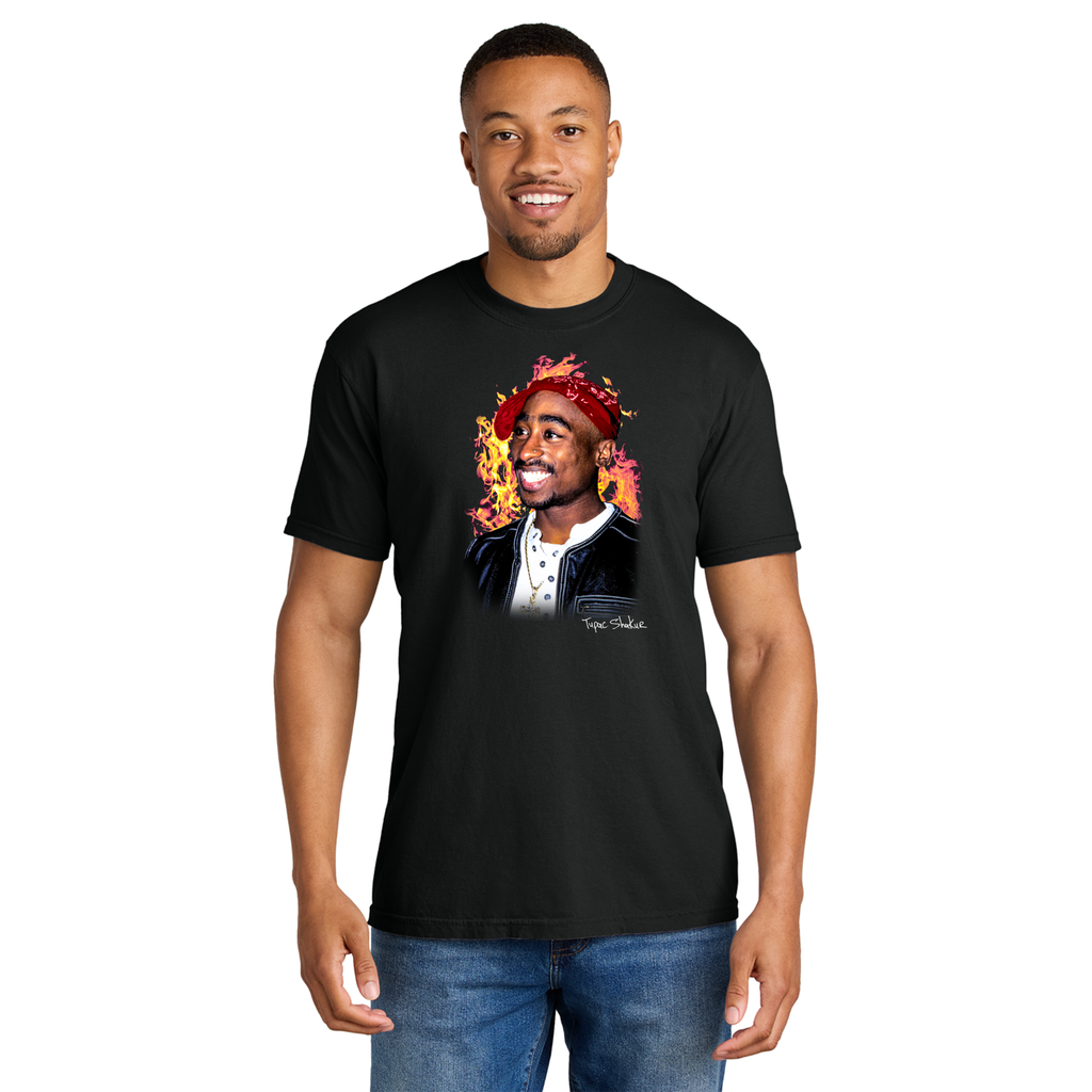 Tupac Fire Short Sleeve T-Shirt - Adult Unisex