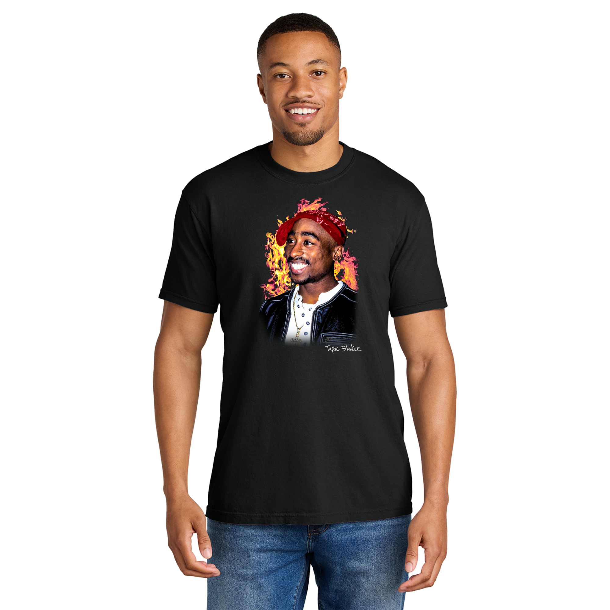 Tupac Fire Short Sleeve T-Shirt - Adult Unisex