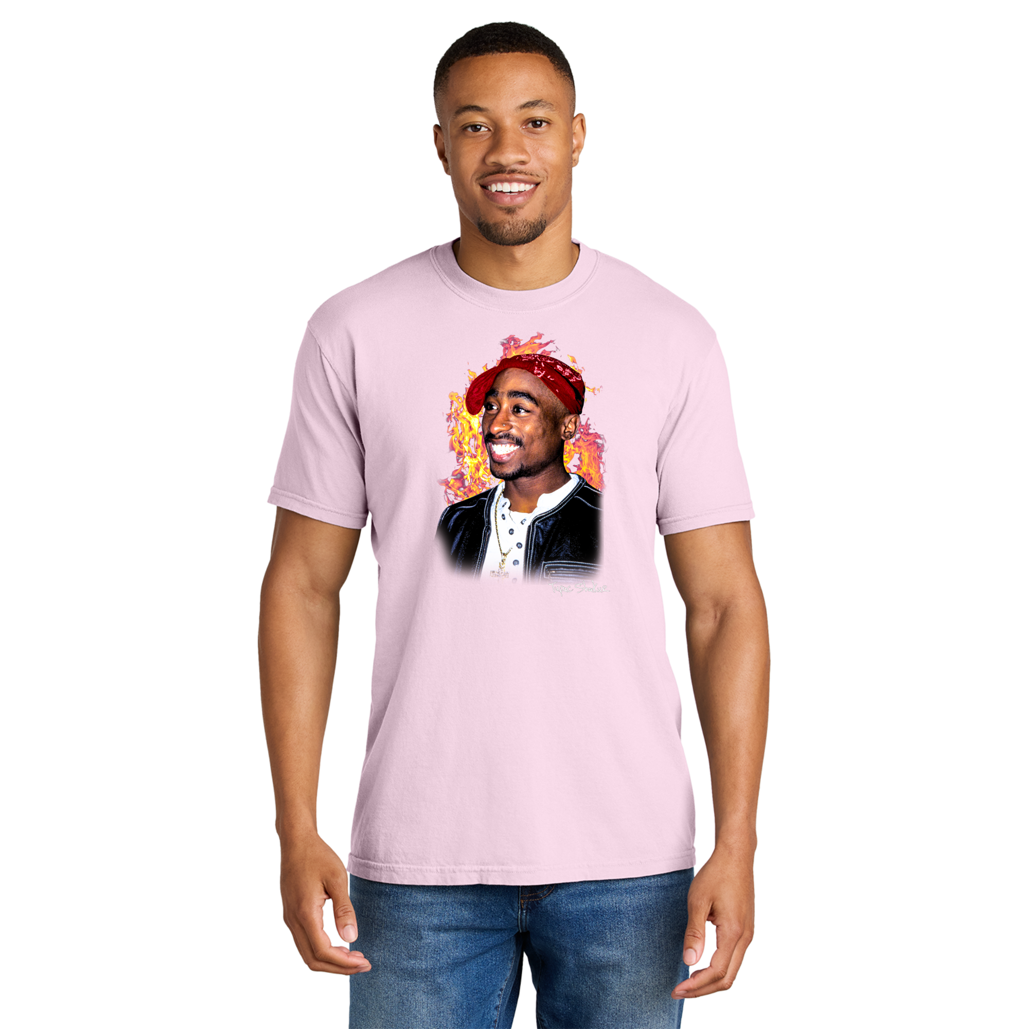Tupac Fire Short Sleeve T-Shirt - Adult Unisex