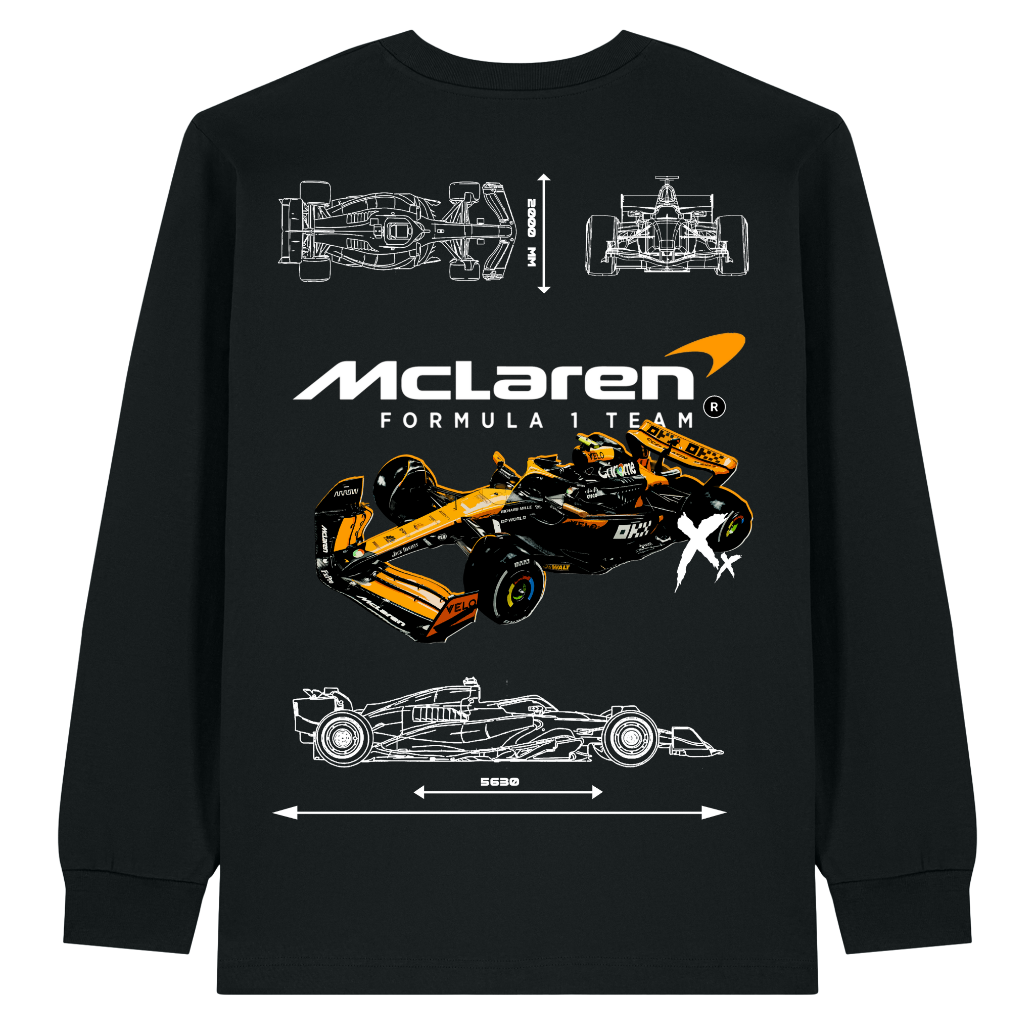 McLaren F1 Heavyweight Long Sleeve T-Shirt in Black – Adult Unisex