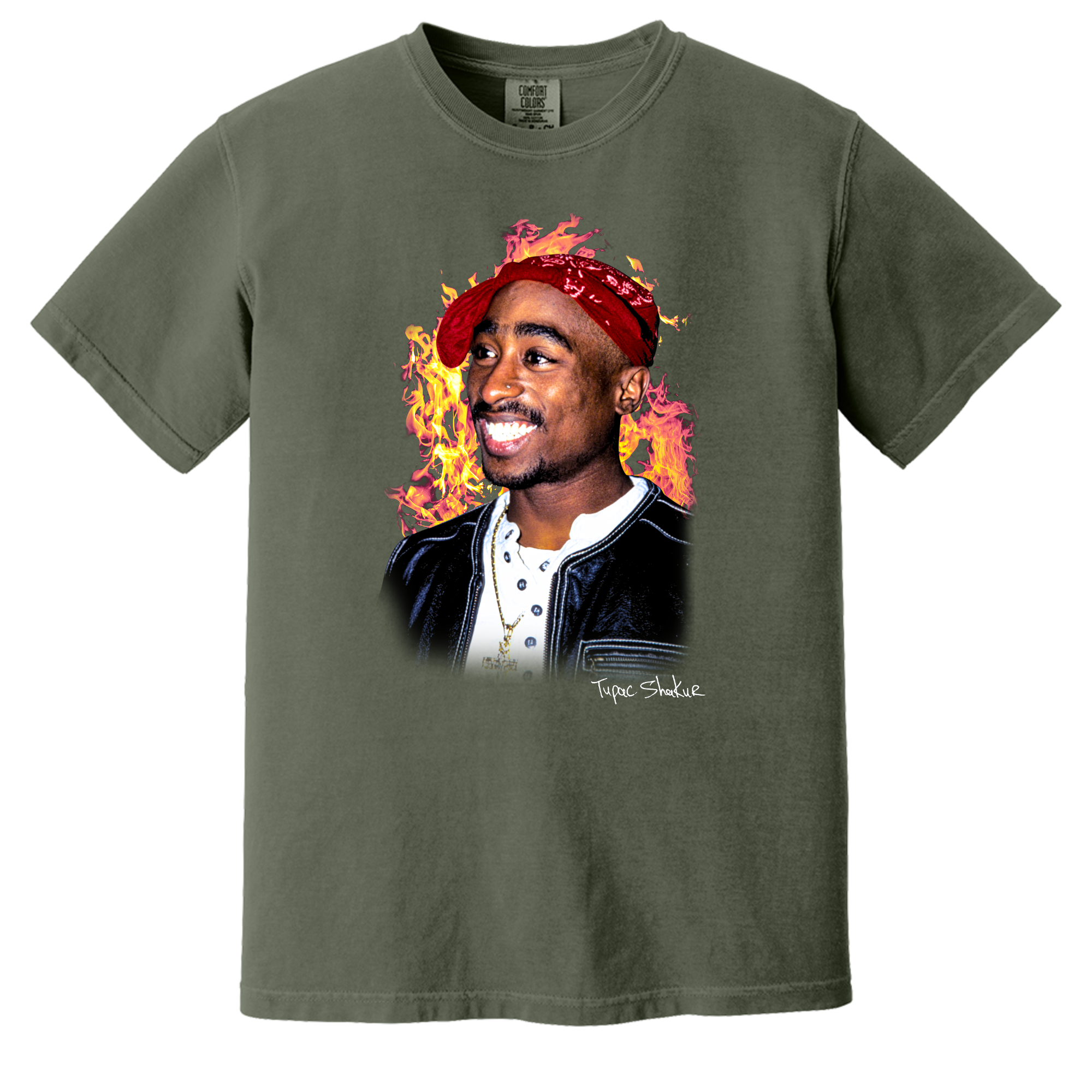 Tupac Fire Short Sleeve T-Shirt - Adult Unisex