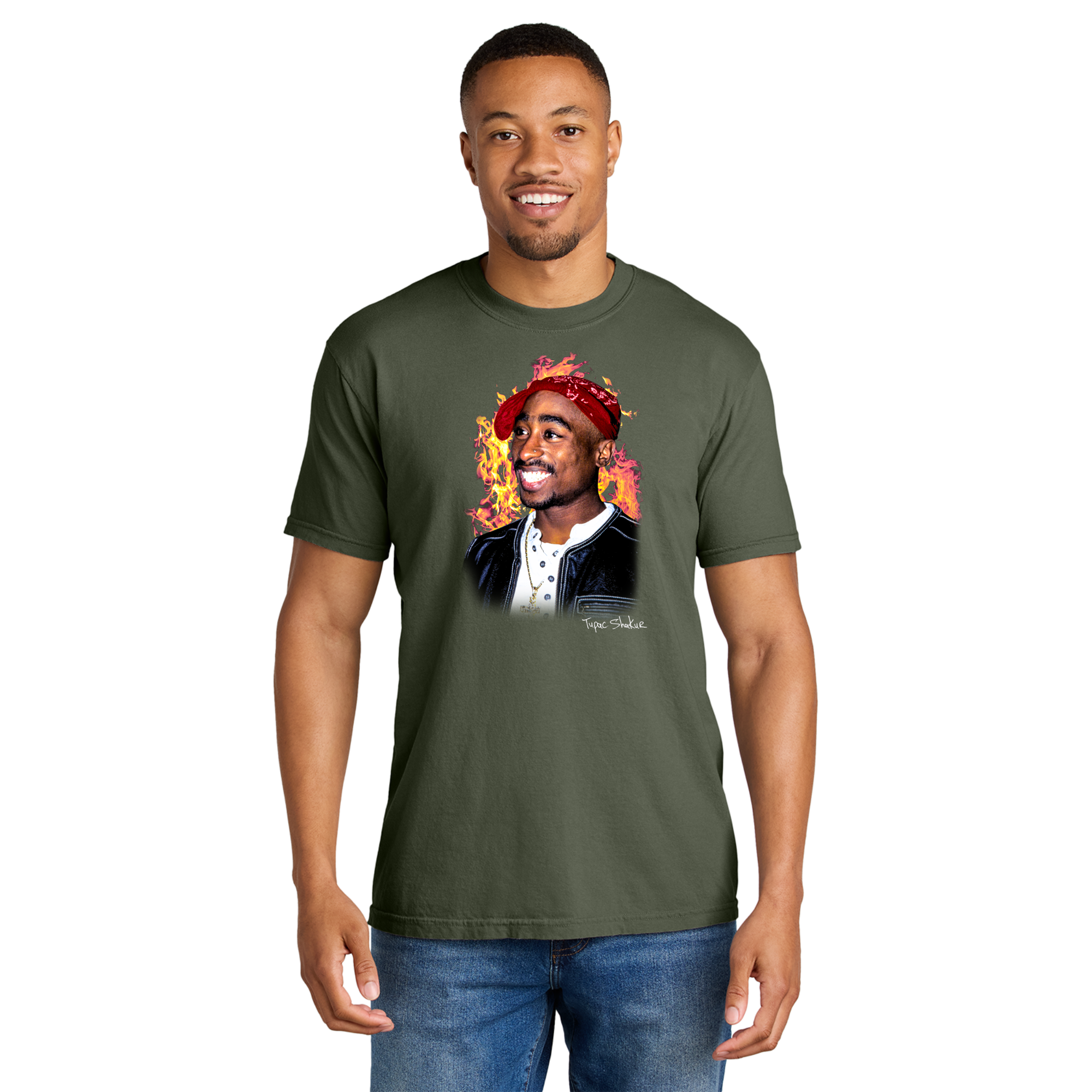 Tupac Fire Short Sleeve T-Shirt - Adult Unisex