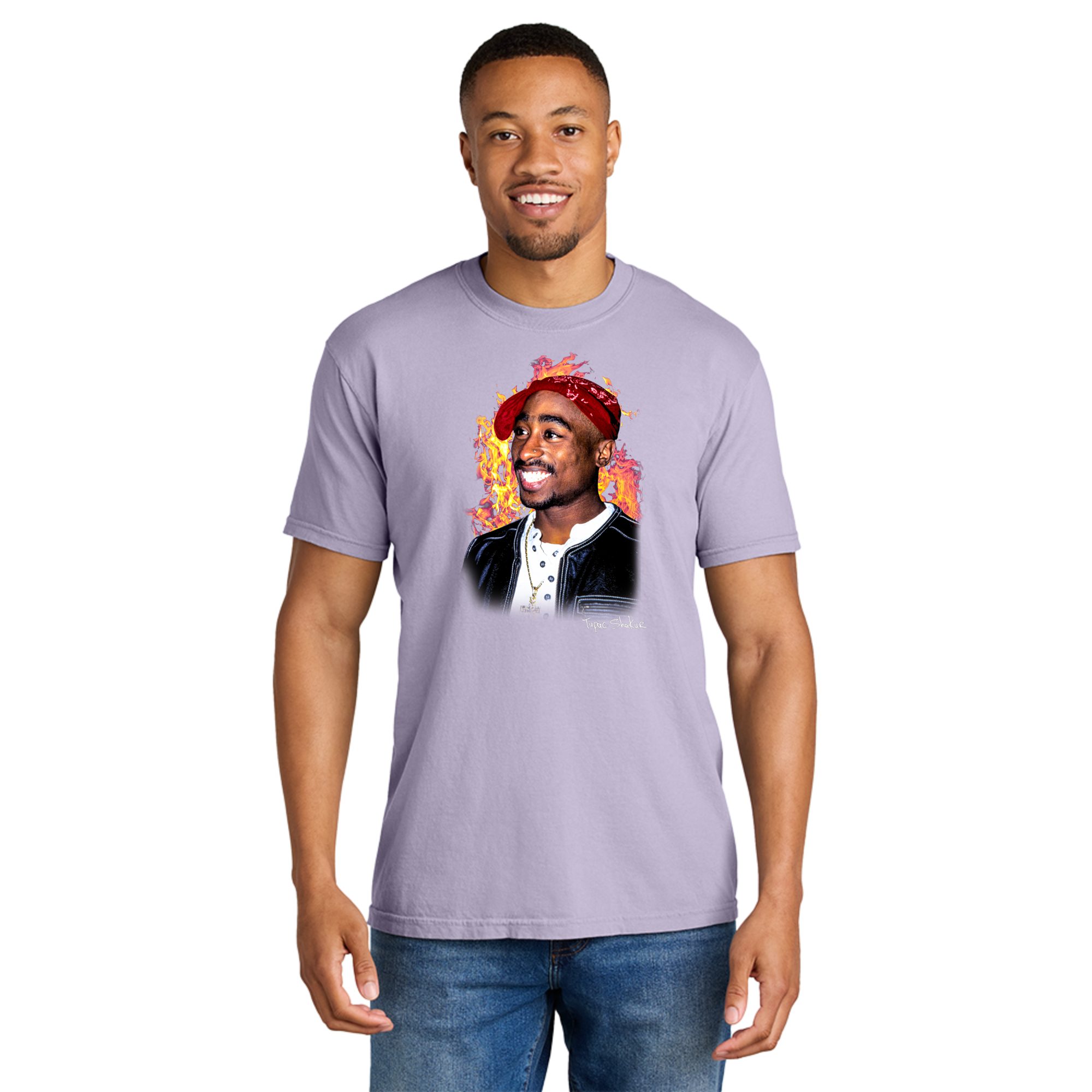 Tupac Fire Short Sleeve T-Shirt - Adult Unisex